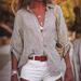 Women's Solid Color Cotton Linen Loose Three Quarter Sleeve Shirt European American Style New_ecoleips.com