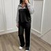 Women's Elegant Sportswear Set Casual Lapel Top Wide Leg Pants Loose Fit Autumn Winter Outfit_ecoleips.com