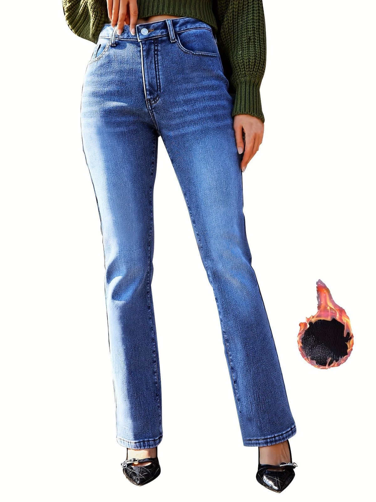 Pre-sale-35615# Cross-border Foreign Trade Women's Clothing European And American Style Fleece-lined Slim Straight_ecoleips.com