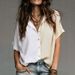 Summer Women's Color Block Short Sleeve Shirt Loose Casual Top European American Style Trendy Cross Border Fashion 2025 New_ecoleips.com