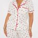 Women's Clothing Home Comfortable Printed Front Open Lapel Short Sleeved Trousers Suit_ecoleips.com