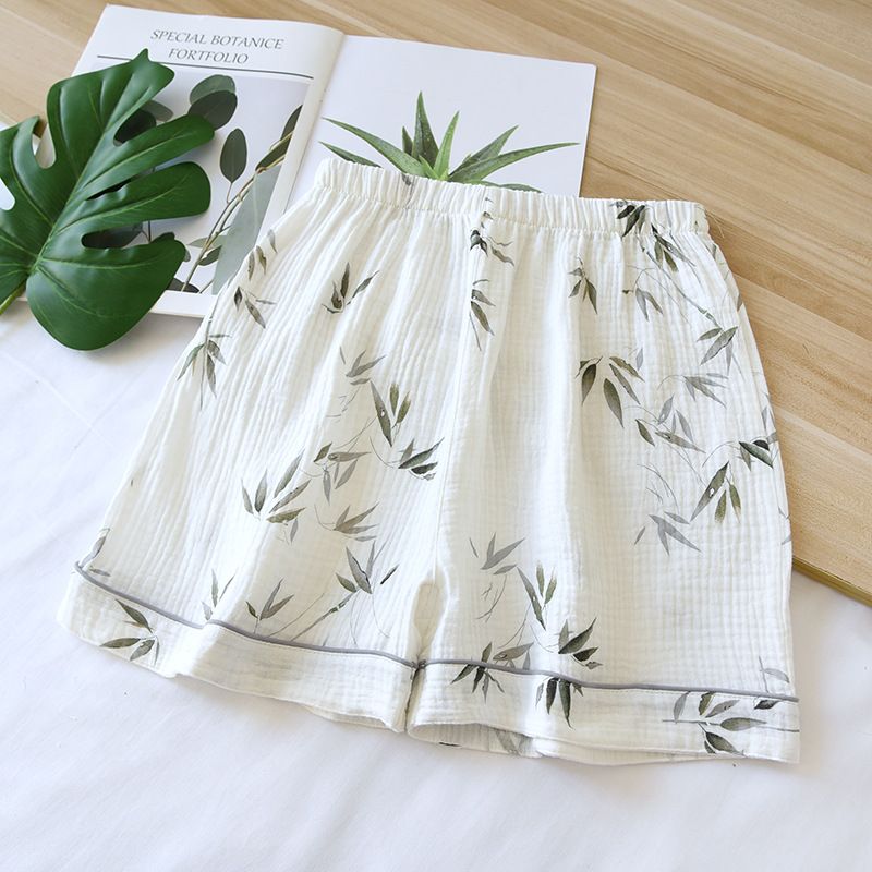 2026 Japanese Summer New Women's Shorts 100% Cotton Crepe Pajama Pants Thin Loose Quarter Pants Home Shorts Ladies Bottoms_ecoleips.com
