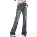 American Style Blue Micro Jeans For Women New High Waisted Slimming Loose Floor Hugging Wide Leg Flared Pants_ecoleips.com