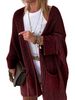 Women's Clothing Solid Color Long Sleeved Cardigan Knitted Cardigan Long Sleeve Open Front Sweater Coat Casual Loose Fit Fall Winter Solid Color_ecoleips.com