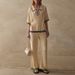 Women's Clothing New Spring And Summer V Neck Shirt Casual Trousers Contrast Color Design Fashion Suit_ecoleips.com