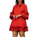 C8570 European And American Plus-size Women's Clothing 2024 New Foreign Trade Solid Color Elegant Ruffle Sleeve Tie-up_ecoleips.com