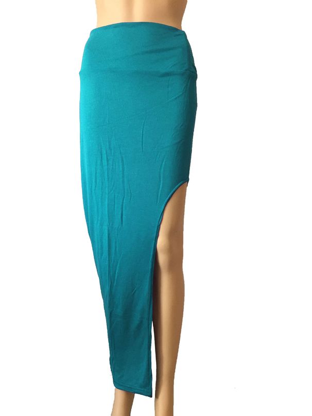 Product Sexy High Waist Side Slit Bodycon Colorful Multi-color Leg-revealing Long Dress_ecoleips.com