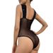Women's Clothing Sexy See Through Mesh Fishbone Bodysuit Women's Slim Fit Beautiful Back Inner Top_ecoleips.com