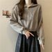 Ins Super Popular Drawstring Hem Polo Collar Sweatshirt For Women Early Autumn Thin Loose Fit Petite Short Half-Zip Top_ecoleips.com