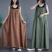 Plus Size Women's Halter Dress Korean Style Spring Summer Mid-Length Loose Slimming Denim Overall With Full Skirt_ecoleips.com