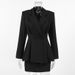 Elegant Slimming Women's Suit Set High Waist Cinching Black Two Piece Outfit Bodycon Skirt_ecoleips.com