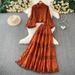 Women's French Retro Heavy Hollow Lace Splicing Lantern Sleeve Short Shirt High Waist Big Swing Skirt Autumn Set_ecoleips.com