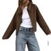 Retro Short Jacket For Women – Classic Lapel Collar, Polyester-Cotton Blend, Versatile Casual Coat (Brown/Beige/Wine/Charcoal, S-L)_ecoleips.com