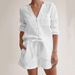 Women's Clothing Summer Long Sleeve Shorts Pajamas Double Layer Gauze Cotton Fashion Home Clothes Set_ecoleips.com
