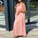 plus Size Women's Casual V Neck Pleated Suspender Dress European American Style Spring Autumn Regular Thickness_ecoleips.com