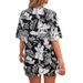 Women's Summer Tropical Leaf Print Casual Cardigan Top And Shorts Set American Style Fashion_ecoleips.com