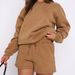 Women's Solid Color Casual Sweater Set Round Neck Long Sleeve Loose Fit Shorts Outfit For Spring Autumn New Style_ecoleips.com