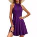 Women's Summer Floral Short Sleeve Dress With Backless Design, Casual Halter Sun Dress – Elegant Resort Style For 2026_ecoleips.com