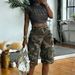 Women's Loose Cargo Camouflage Denim Shorts LD2673 Summer New European American Fashion Large Pocket Casual Bottoms_ecoleips.com