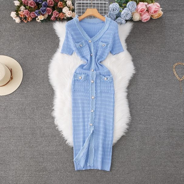 Women's Clothing Dress Women Summer Fashion Tassel Edge Slim Temperament Split Knitted Skirt Women's Clothing_ecoleips.com