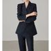 Commuting Blue Fine Wool Set Business High JI Formal Suit For Women_ecoleips.com