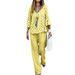 Women's Clothing Women's Printed Fashion Loose Casual Pants Set Short Sleeve V Neck Sportswear Summer_ecoleips.com