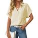 2025 Spring/Summer New Women's Loose Short Sleeve Pocket Casual Striped Shirt_ecoleips.com