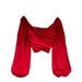 Women's Spring Fashion V Neck Pleated Collarbone Bubble Long Sleeve Crop Top Chic And Unique Pullover Short Exposed Design_ecoleips.com