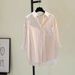 Women's Clothing Single Pocket Color Matching Vertical Striped Shirt Women Literary Loose Casual Shirt_ecoleips.com