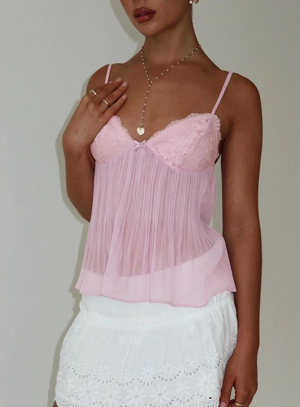 Y2K Lace Bow Cami Top For Women - Sweet & Sexy Summer Sleeveless Blouse In Chiffon, S/M/L"_ecoleips.com