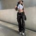 Women's Clothing Street Hip Hop Style Low Waist Fashion Trend Workwear Denim Trousers Casual Pants_ecoleips.com