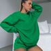 2026 Cross-border European American Spring And Autumn Solid Color Round Neck Pullover Long Sleeve Sweatshirt Women's_ecoleips.com