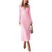 2026 Spring And Autumn Cross Border New Women's Clothing Sexy Hot Girl Long Sleeve Twisted Fold Dress Long Skirt Female_ecoleips.com