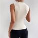 2024 Spring Summer New Fashion Versatile Solid Color Ruched Sleeveless Pullover Half High Neck T-Shirt For Women_ecoleips.com