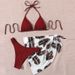 Women’s Clothing New Halter Neck Tie Mesh Skirt Swimsuit Women Three piece Beach Bikini Swimsuit_ecoleips.com
