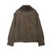 Women’s Suede Jacket With Detachable Collar – Stylish Autumn Outerwear, European & American Trend, Versatile & Lightweight_ecoleips.com