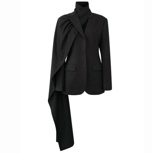 K New Edition Mood-Enhancing Ruffled Pocketholes Fashion Cut Blazer For Women_ecoleips.com