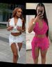 Women's Solid Color Halter Neck Vest And Irregular Short Skirt Set Sexy New Hot Girl Clothing_ecoleips.com