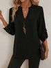 Verve 2025 Solid Color Women's Fashion Casual Nine-Quarter Sleeve Notched V-Neck Shirt For Women_ecoleips.com