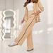 Women's Clothing Hooded Sweatshirt Two Piece Set With High Waisted Straight Leg Wide Leg Pants Delicate Trim Design_ecoleips.com
