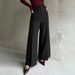 Voya European American Style Black High Women's Suit Pants,slimming Versatile,suitable For Workplace Commuting,High-end Straight-leg Flared Trousers_ecoleips.com