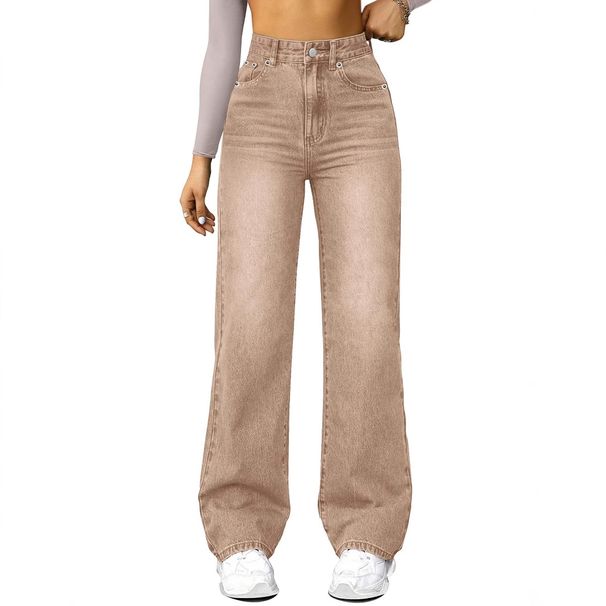 Women's Clothing Stretch Straight Leg Jeans - Comfortable Mid-Rise Denim Pants For Casual & Office Wear (Blue, Light Blue, Black, Khaki, XS/S/M/L/XL)_ecoleips.com