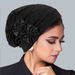 Women's Clothing Fashion Elastic Muslim Hat Pleated Turban Indian Hat Retro Side Flower Women's Headband Hat_ecoleips.com