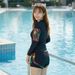 Plus Size Women's Swimsuit Long Sleeved Sun Protective Two Piece Design Slimming And Flattering For Hot Springs_ecoleips.com