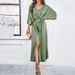 Women's Spring/Summer Elegant High-Waisted V-Neck Loose Dress_ecoleips.com
