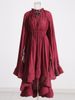 Women's Clothing Retro High End Palace Style V Neck Long Sleeved Waist Pleated Ruffle Dress_ecoleips.com