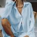 European American Style Women's Casual Two-Piece Set 2023 Summer New Long Sleeve Shirt Top And Shorts Sports Suit_ecoleips.com