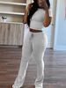 Women's Summer Two Piece Set European American Style round Neck Short Sleeve Top with Trousers_ecoleips.com