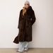 Longline Vegan Mink Coat – Hooded Faux Fur Trench With Belt & Deep Pockets (Dark Brown/Black/White) – Winter Luxe For Commuter Chic_ecoleips.com