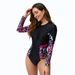 Women's One Piece Long Sleeved Swimsuit 2024 European And American Style for Surfing And Diving_ecoleips.com